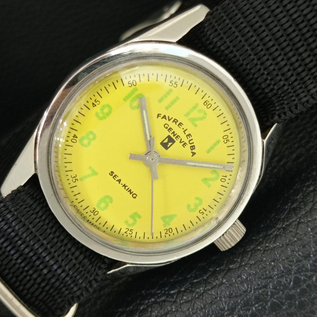 SWISS VINTAGE FAVRE LEUBA 111 SEA KING HAND-WINDING MENS YELLOW WATCH a703008-1