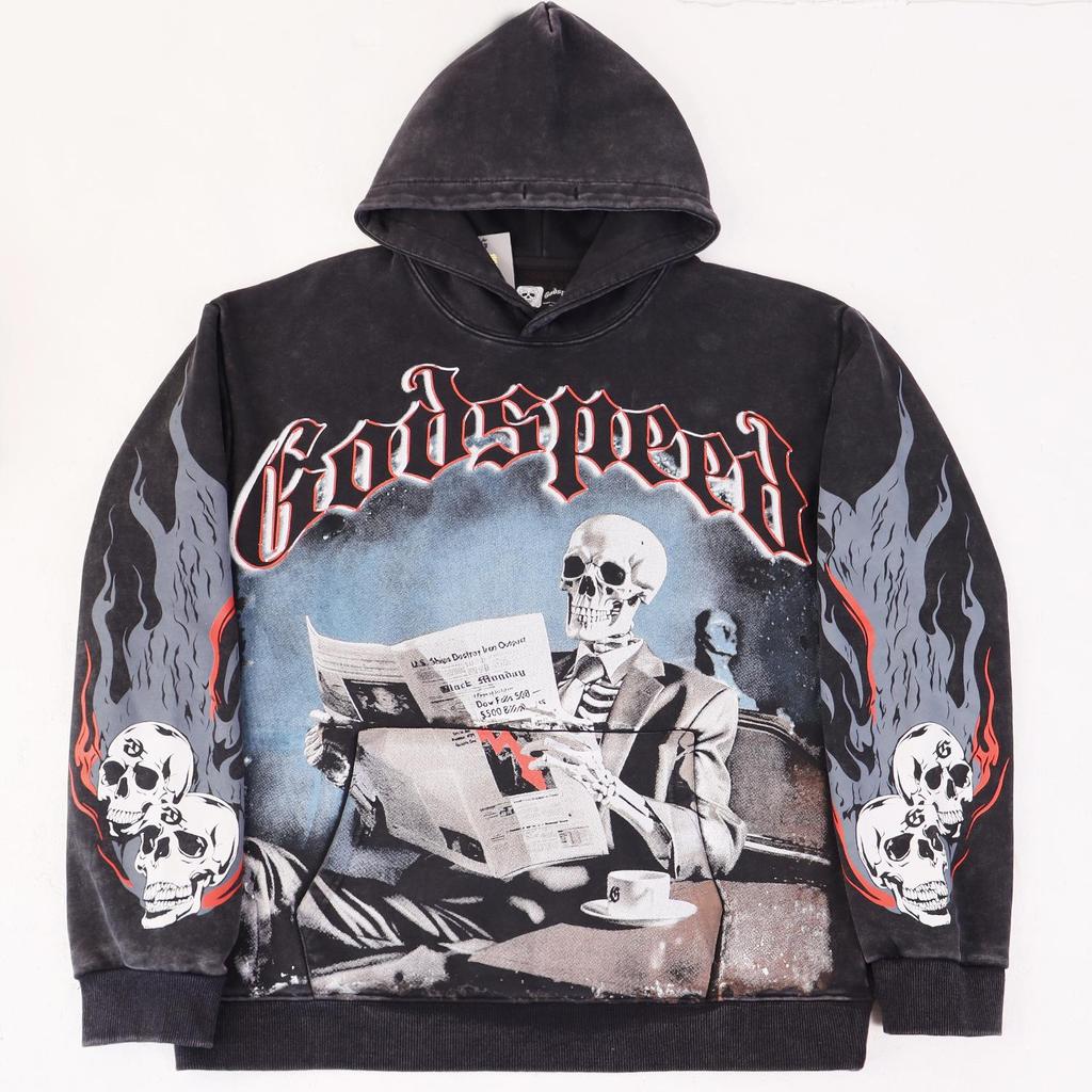 25ss Retro American Trend Washed Hip Hop Hoodie - Autumn/Winter