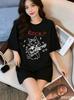 Rock Cat Pattern Pure Cotton Cartoon Printed Mens And Womens Personalized Loose Tshirt Summer New Fashion Trend Tshirt