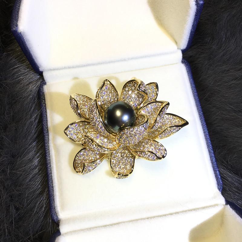 DIY Lotus Pearl Brooch Kit: Semi-Finished Corsage Pin with Needle for Women