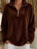 Women's Casual Color Long Sleeve Pullover Sweatshirt with Stand Collar and Zipper