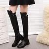 Women's Over-the-Knee Waterproof Martin Boots: Zipper Long Boots with Velvet Lining, Thickened Cotton, Flat Non-Slip Sole.
