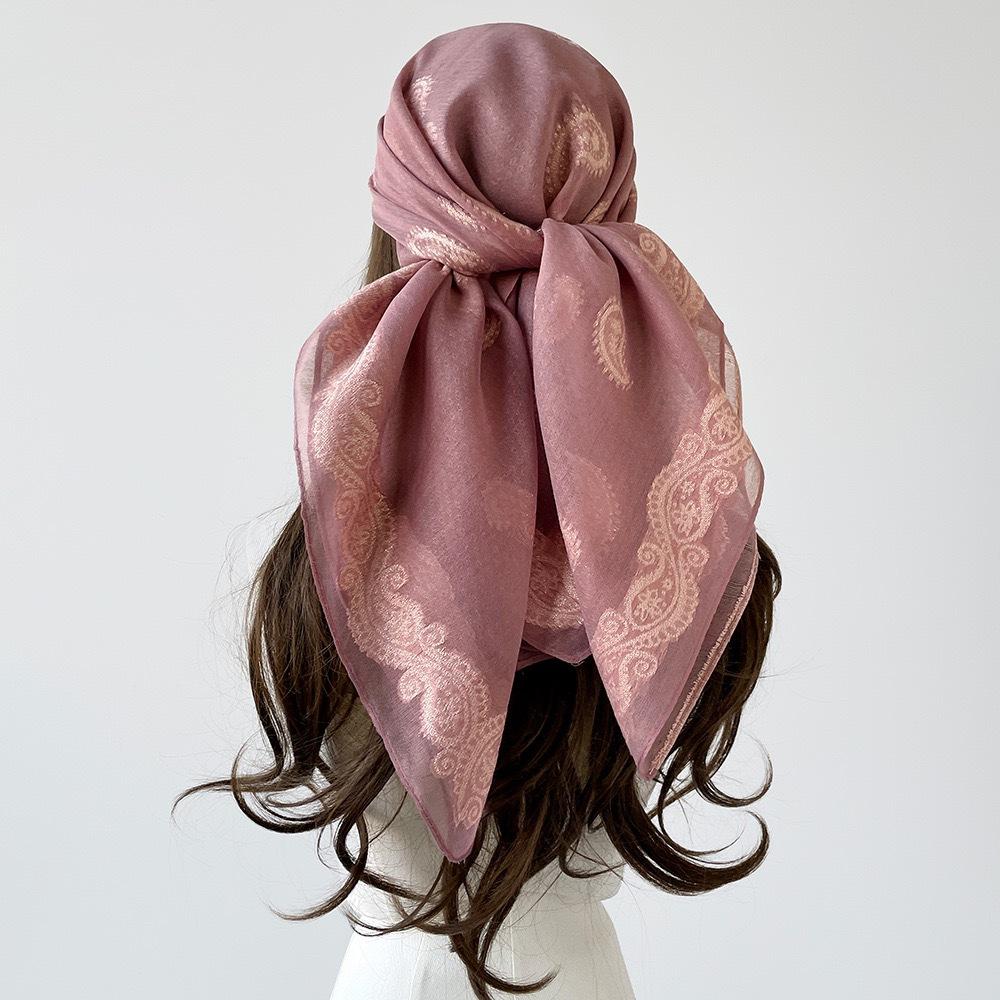 90 simulated silk paisley cashew flower new magnetic buckle fashion silk scarf square scarf women s headscarf decorative versatile scarf