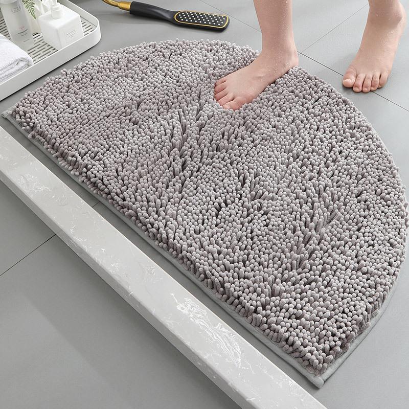 Bathroom Non-Slip Floor Mat Door Mat Absorbent Carpet Bathroom Door Mat Chenier Encrypted Semicircular Foot Mat