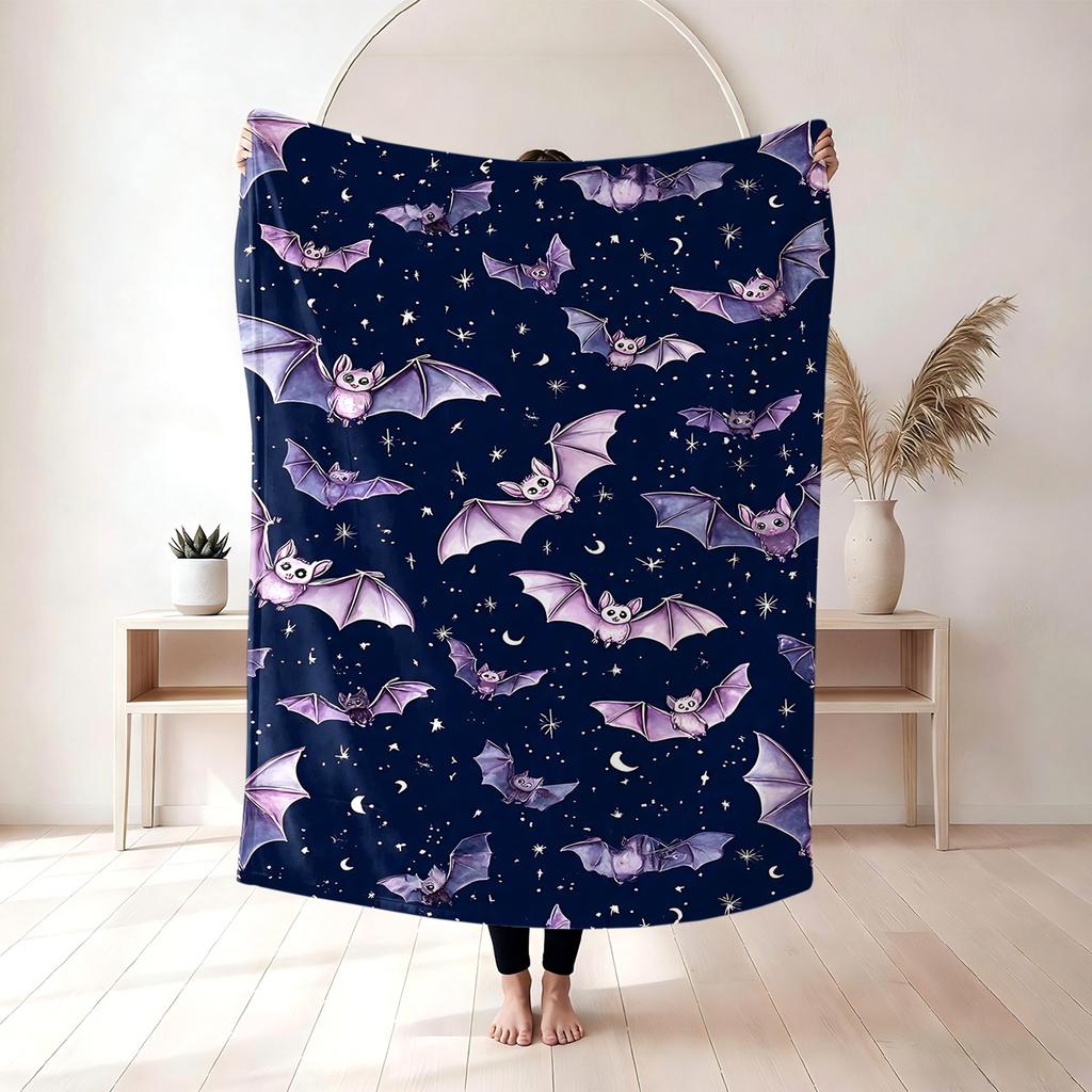 Halloween Flannel Blanket, 3D Printed Anime Ghost Throw Blanket, Skin‑Friendly for Bedroom Sofa, Multiple Size Single Twin King