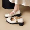 Women Pumps 2026 New Mary Jane Shoes for Women Big Size Belt Buckle Small Leather Shoes for Women Thick Heels High Heels Shoes