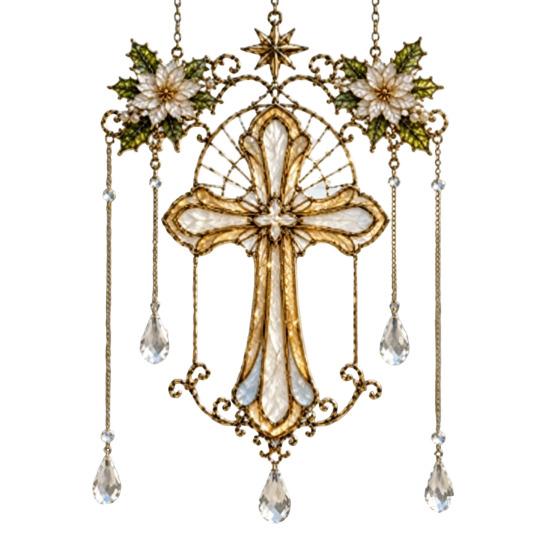 Stained Glass Angel Window Hanging Effect Blessing Suncatcher, Acrylic Prayer Space Ornament with Faux Crystal Charm for Home Garden Decor