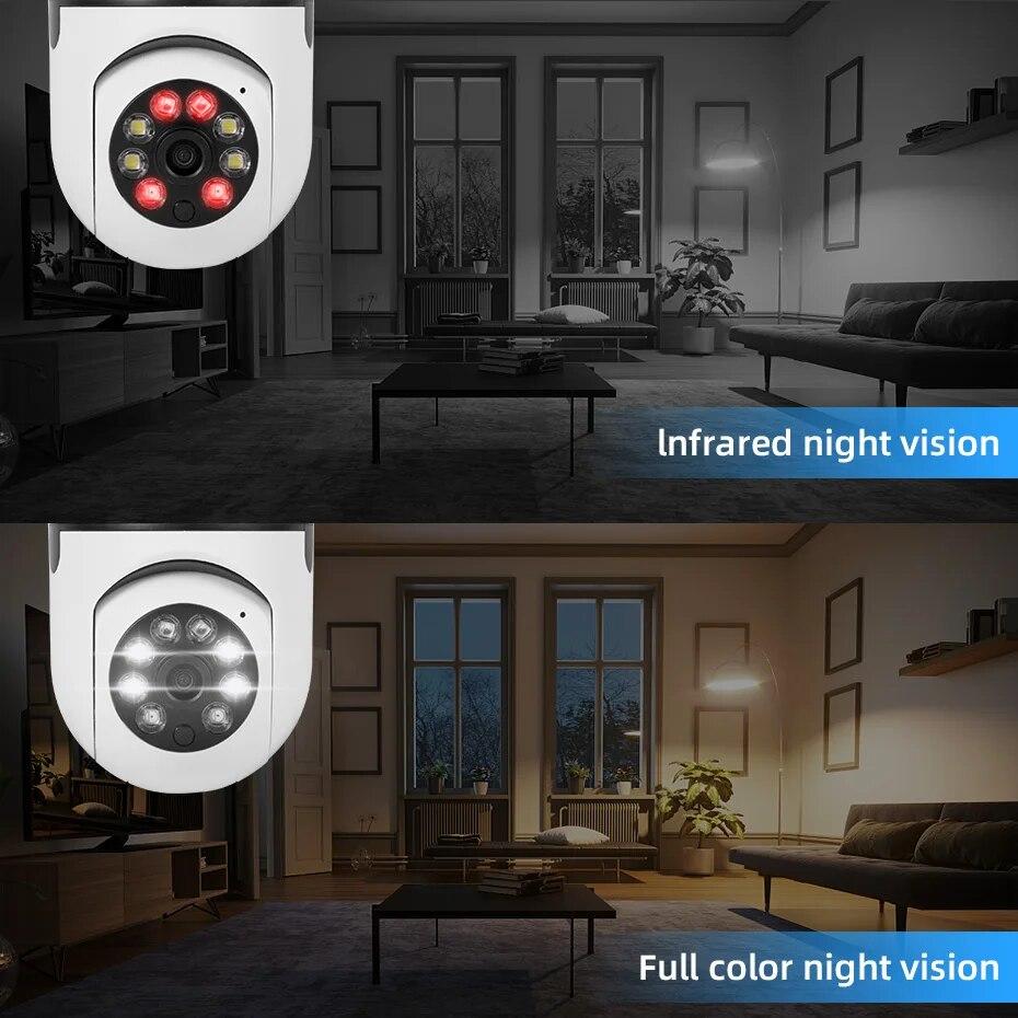 Wifi E27 Bulb Surveillance Camera Wireless Night Vision HD Automatic Human Tracking Security Baby Monitor Zoom Full Color Video
