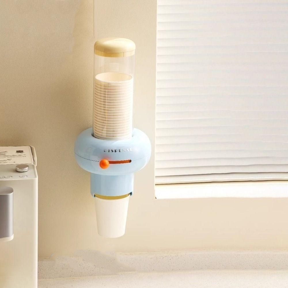 Wall Mounted Automatic Cup Dispenser Plastic Paper Cup Storage Rack Visible Cup Extractor Kitchen