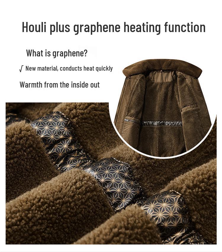 2025 Men's Fleece-Lined Warm Jacket with Detachable Fur Collar - Wear-Resistant Cotton Coat for Autumn/Winter