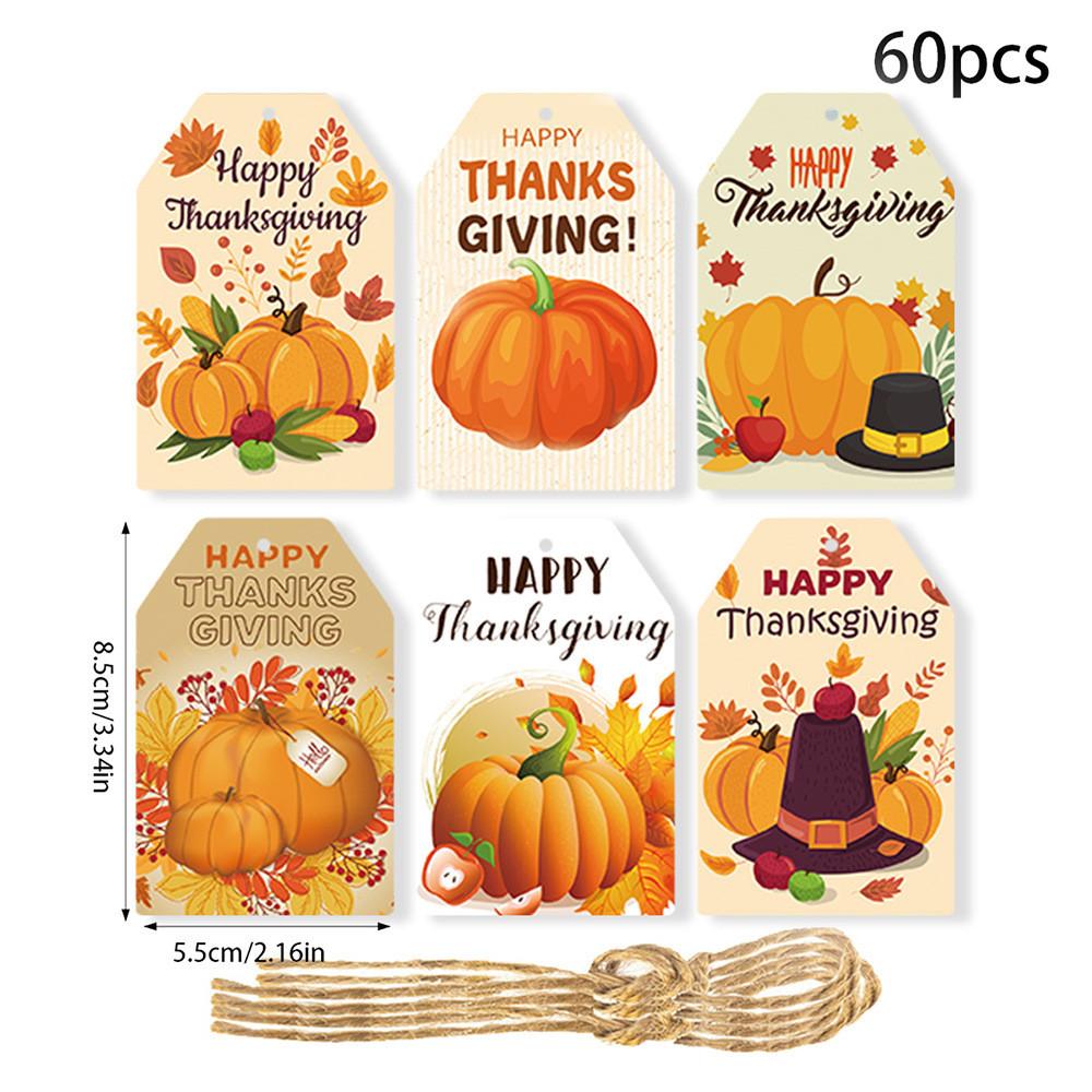 Turkey Thanksgiving Pumpkin Party Paper Gift Tags Set Event Decorations Hanging