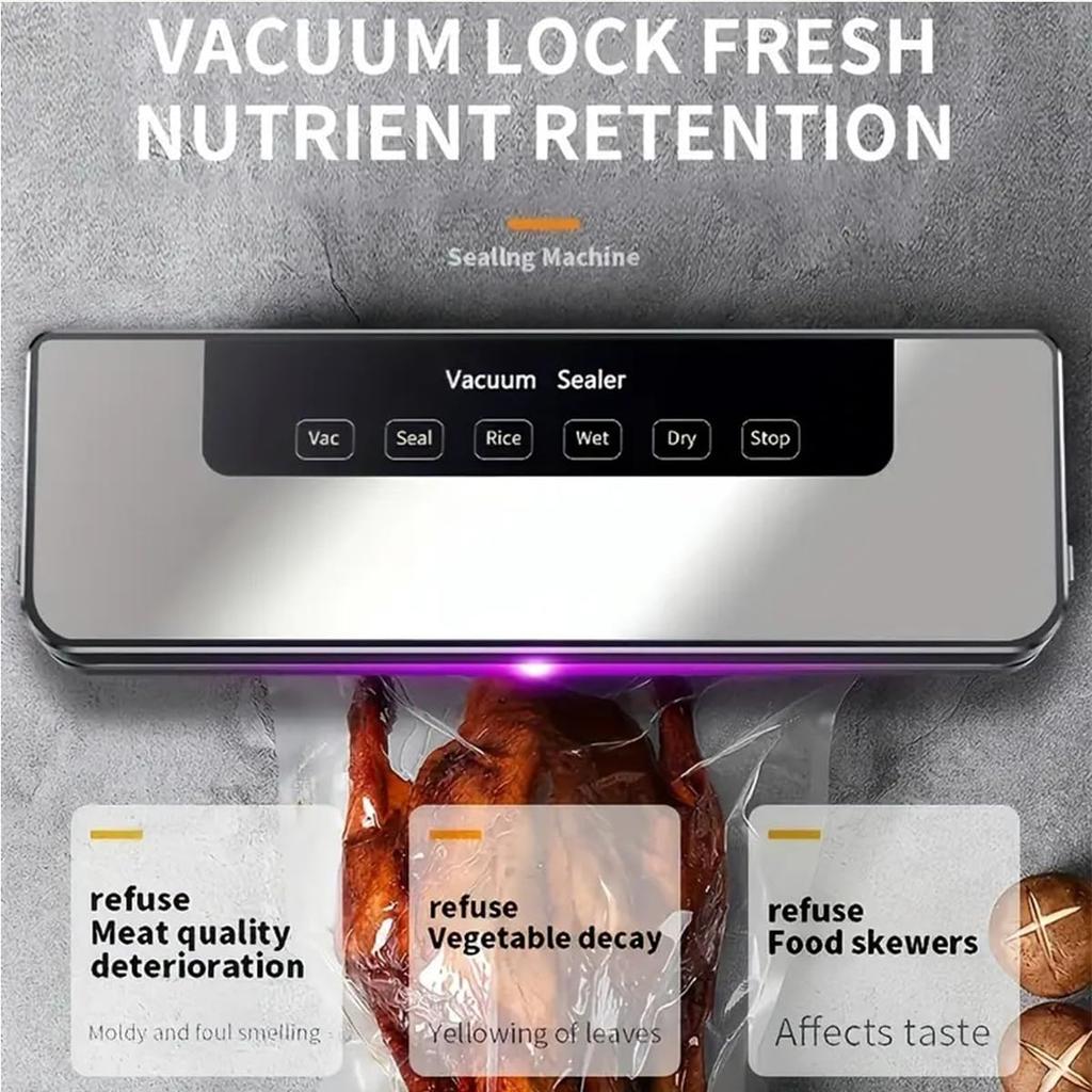 Automatic Vacuum Sealer Home Kitchen Food Saver Sealing Machine with 30 Textured Bags