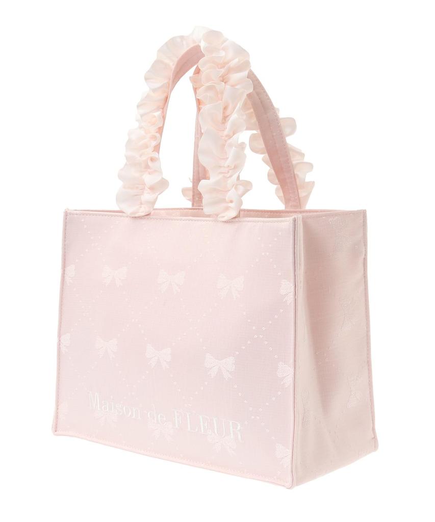 Maison De Fleur Tote Bag, E-commerce Exclusive Ribbon Pattern Jacquard Square Tote, Small, Women's, Pink