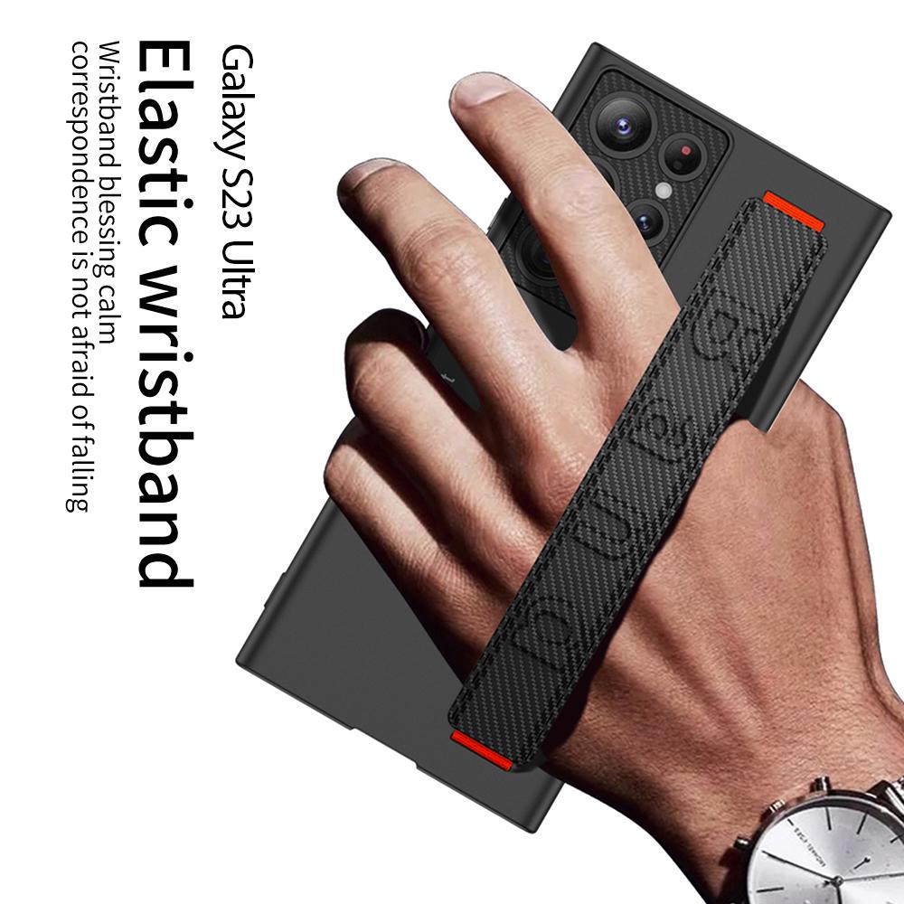 For Samsung Galaxy S24 S23 S22 Ultra Plus Case Ultra-thin Matte Bracket Wristband Holder All-inclusive Shockproof Case Accessory