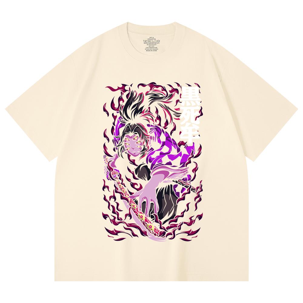 230 Gsm 100% Cotton Demon Slayer V83 Kokushibo Print Unisex Heavy Cotton T Shirt
