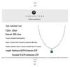 925 Sterling Silver Emerald Square Diamond Clavicle Chain Necklace - Handmade Beaded Jewelry
