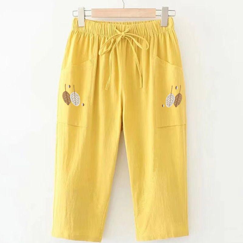 

Thin Pants, Summer New, Large Size, Embroidered, Straight Pants, Women s, Elastic Waist, Versatile, Casual Capris L recommends less than 60kg