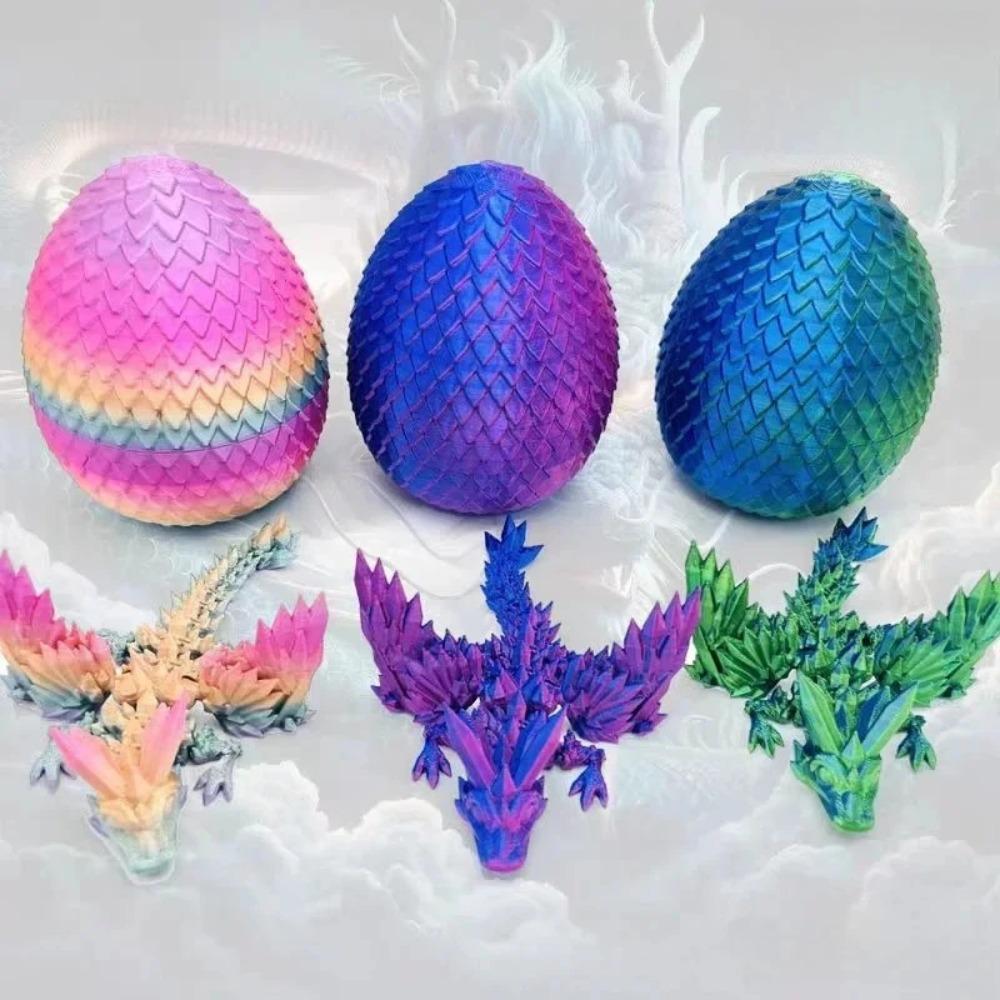 3D-gedruckter Drache Bunter Edelstein Drachenfiguren Bewegliches Gelenk Drehbar Gelenkige Drachen-Bastelarbeiten Schreibtisch Westliche Actionfigur