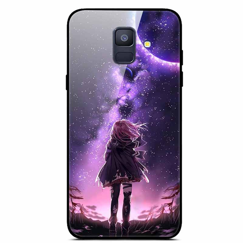 For Samsung Galaxy A8 Plus Cases A6 A7 2018 A8 2018 Tempered Glass Hard Back Cases For Samsung A6 Plus Covers Coque A7 A9 A8Plus