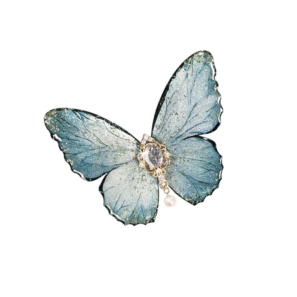 misakinoya Beautiful Hydrangea Hairpin U-shaped Hairpin U-pin Butterfly Flower Hydrangea Hairpin Gradient Color Hair Ornament (Butterfly Clip - Ice)
