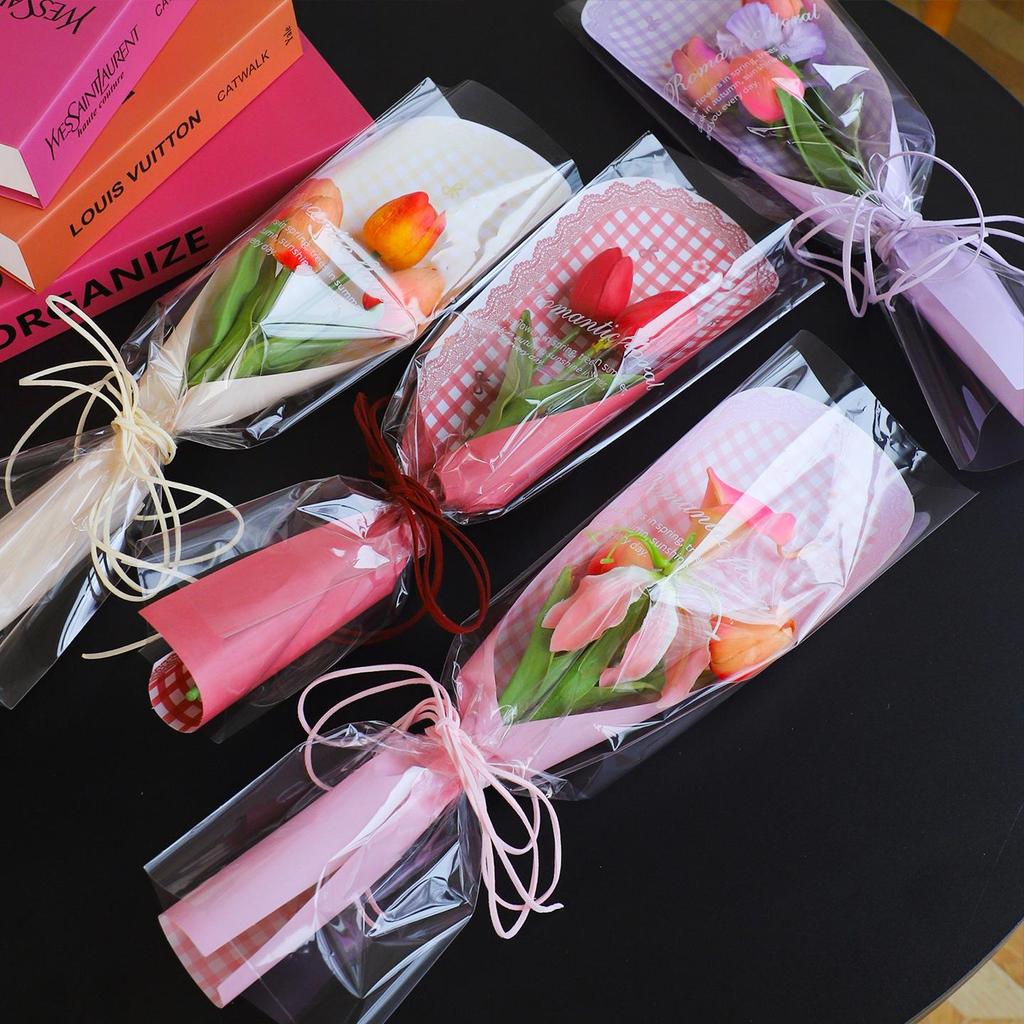 3.8 Goddess Festival Lace Style Single Stem Bouquet Bag for DIY Fresh Flower Wrapping