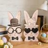 2 st påskhare dekoration bondgårdsstil rustik par kanin bordskylt hem kontor vår påskhelg fest bords mittpunkt prydnad