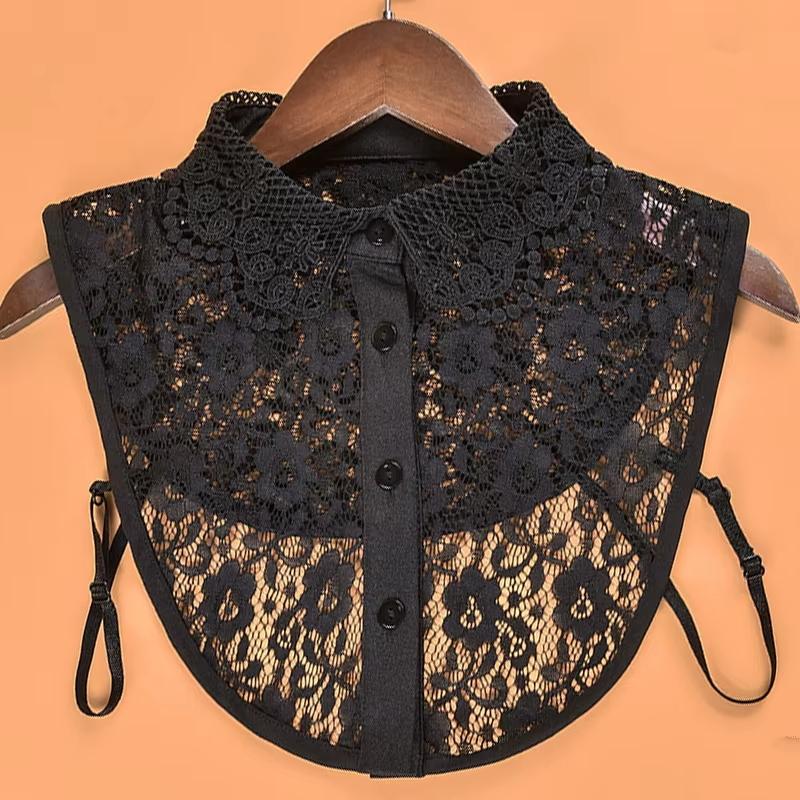 Girls Hollow Out Lace Shirt Detachable Fake Collar Shirt Lapel Blouse Top Adjustable Women Clothes Ladies False Collar Decor