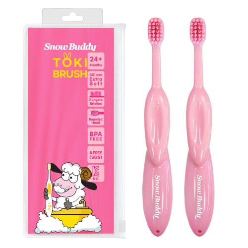 

SnowBuddy Toki Kids Toothbrush, Ages 4-10, Super Soft Bristles, BPA-Free (2-Pack) (Pink (2 Brushes))