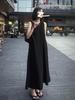 French Hepburn Style Long Dress Women's Summer Chic Black Back Hollow Sleeveless Vest Dress