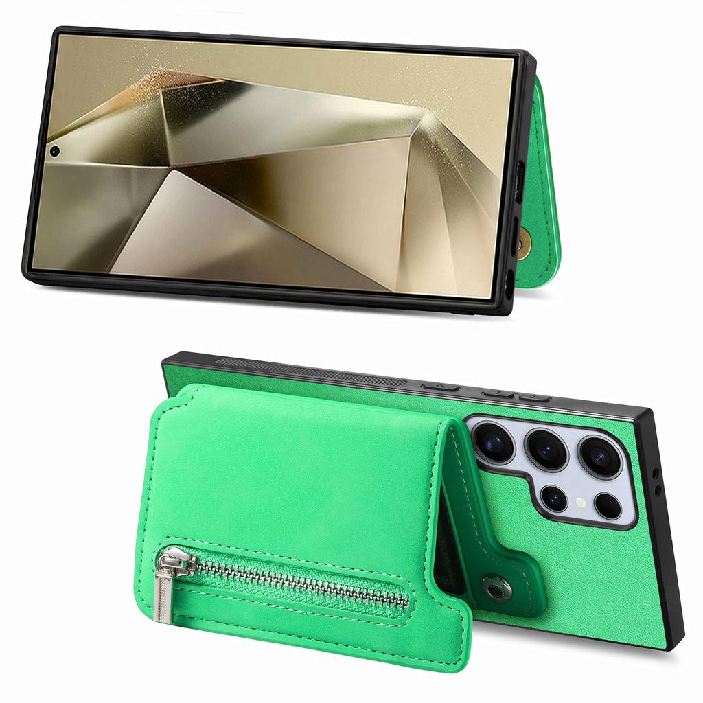 For Samsung Galaxy S25 Ultra Case Magnetic Detachable Zipper Card Holder Leather Phone Back Cover