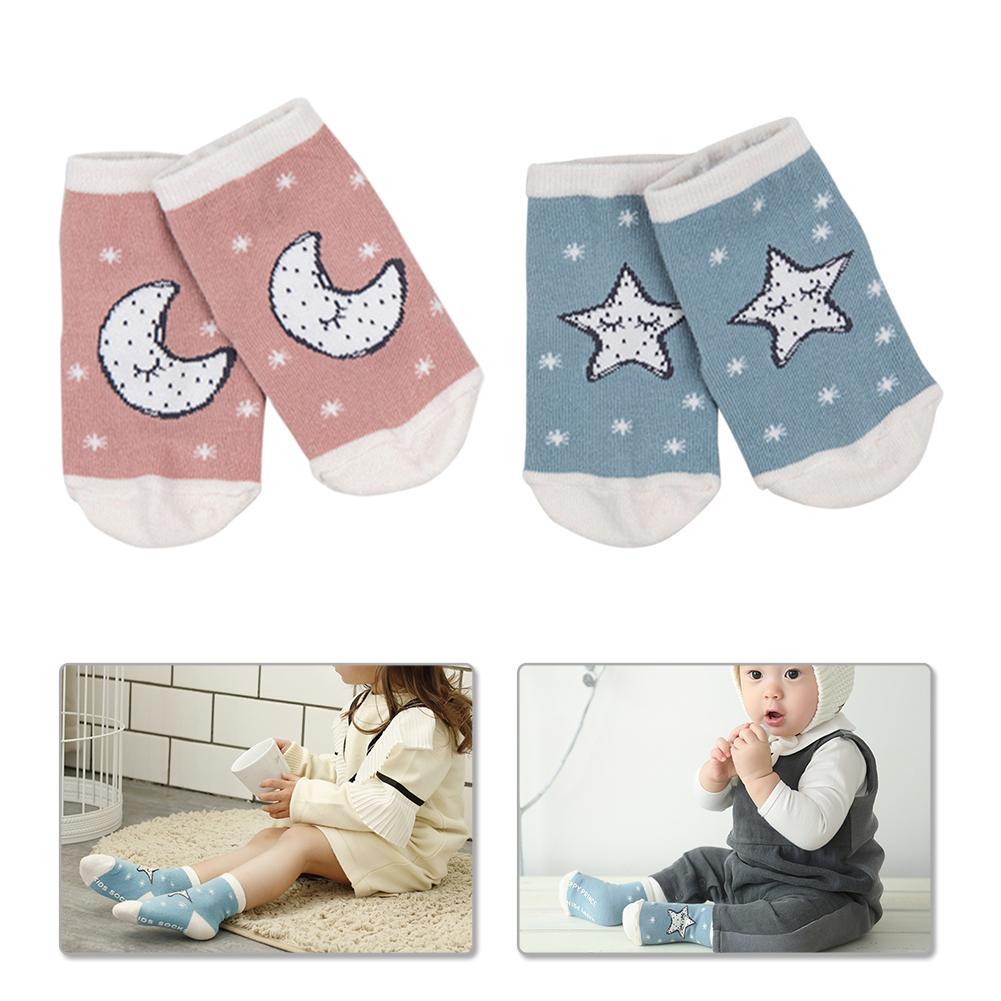 Newborn Baby Boys Girls Letter Bownot Floor Socks Anti-Slip Soft Step Socks