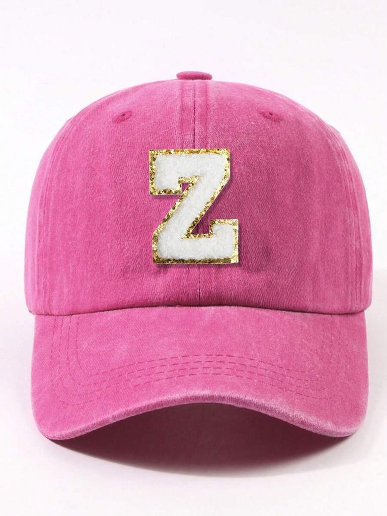 Fuchsia Pink Letter E Patch Casual Dad Hat Adjustable Unisex Outdoor Sun Visor Cap