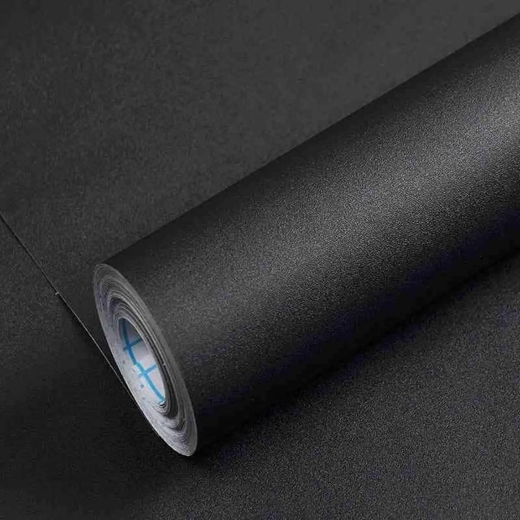 50cm Width Waterpoof Matte Wallpaper Black Vinyl Self-Adhesive Stickers for Wall Furniture Livingroom Contact Paper Home Decor