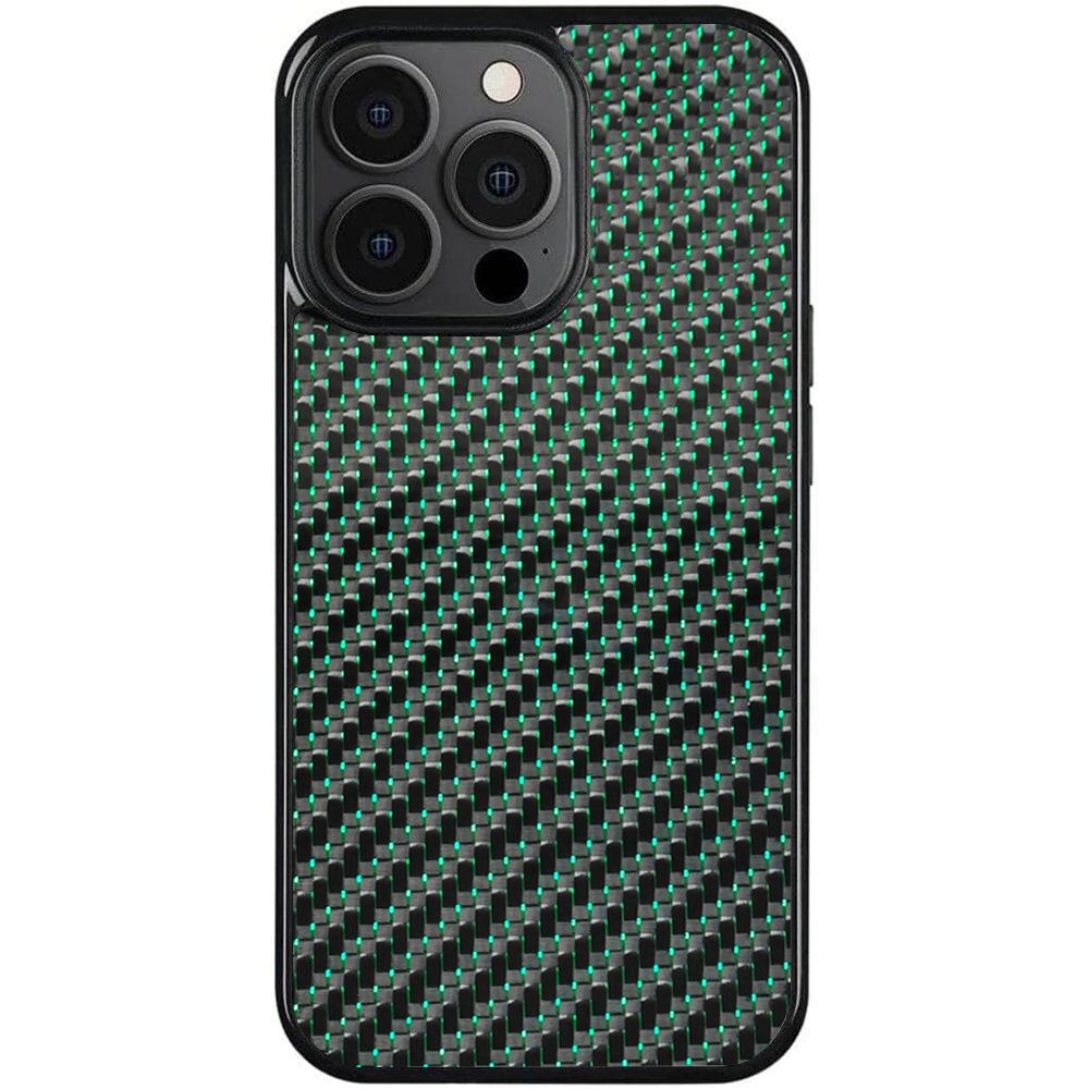 

For iPhone 15 Pro Max Case Twill Texture Aramid Fiber+TPU Shockproof Phone Cover Green