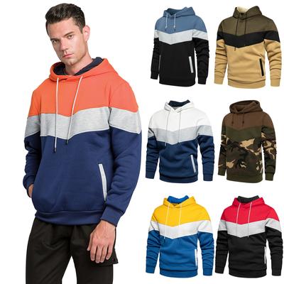Ανδρικά Φούτερ με Κουκούλα Color Splicing Μακρυμάνικα Μπλούζες με Κουκούλα Σφιχτό Κορδόνι