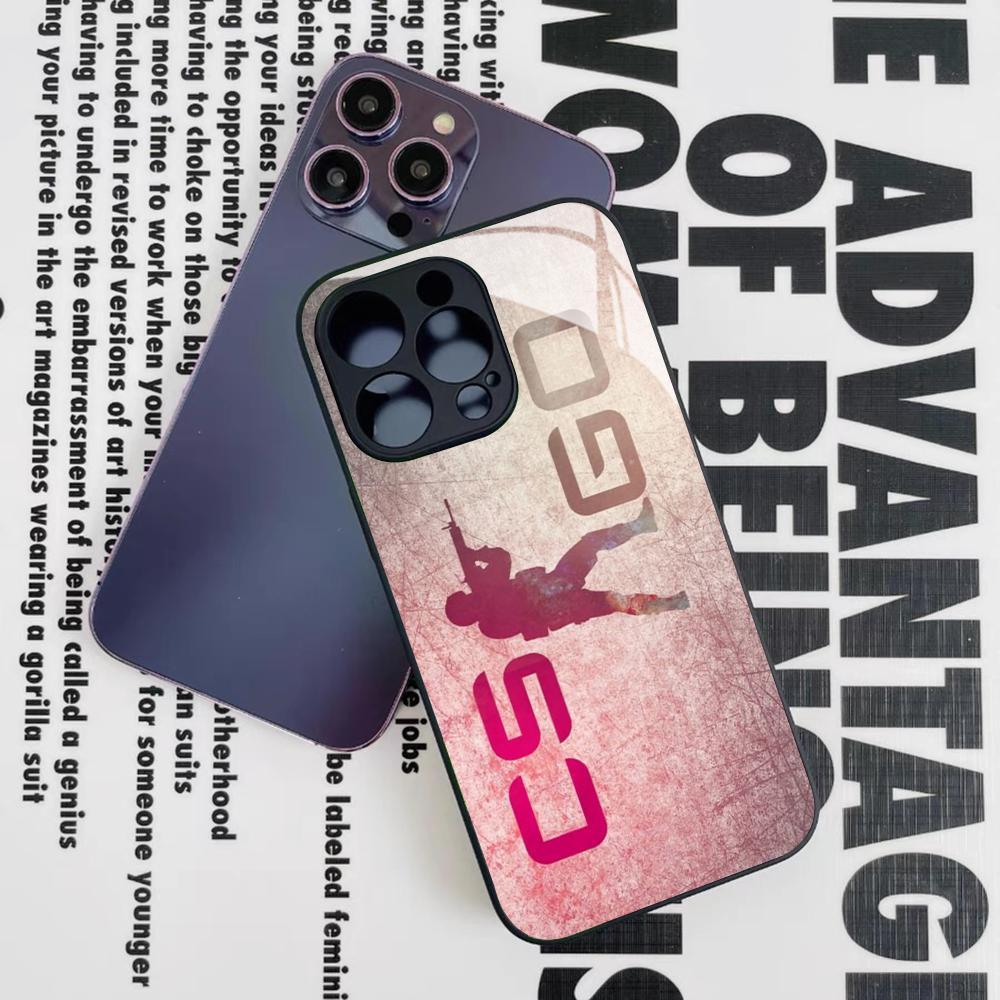 Game C-Counter-Strike CS2 Phone Case for Iphone 16 15 14 12 11 13 Pro Max Mini 8 X Xr Xs Puls Black Glass Cover