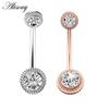 Alisouy 1pc Surgical Steel Crystal Zircon Star Butterfly Moon Stones Dangle Button Navel Piercing Ring Belly Ring Body Jewelry