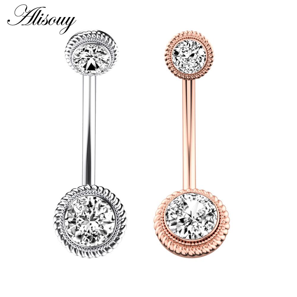 Alisouy 1pc Surgical Steel Crystal Zircon Star Butterfly Moon Stones Dangle Button Navel Piercing Ring Belly Ring Body Jewelry