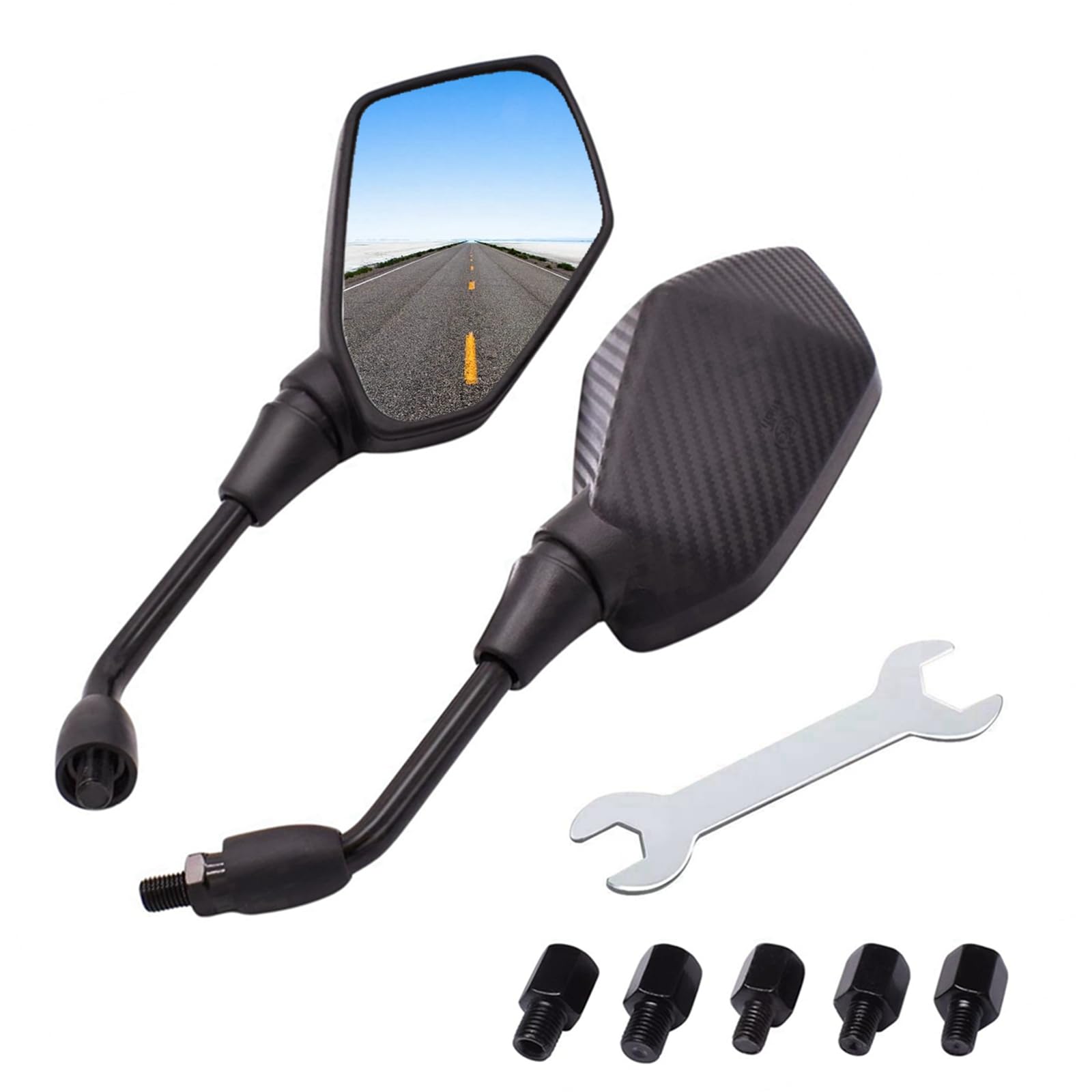 

DGYACHOR Motorcycle Mirror, Universal Mirror, Large View, 0.4 inches (10 mm), Left and Right чёрный