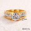 Huitan Luxury Lady Sparkling Finger Ring for Wedding Ceremony Fashion Gold Color Jewelry for Engagement Party Bridal Accessories