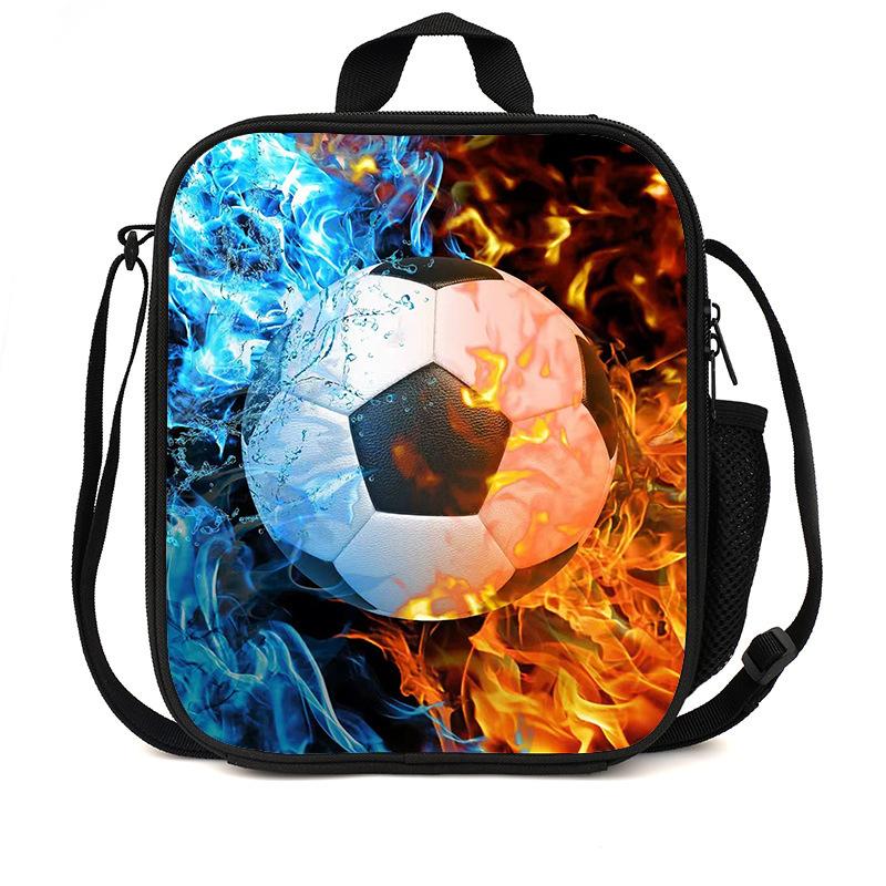 Football Basketball Pattern Children'S Lunch Bag Elementary School Lunch Box Bag Fashion Trend Boys' Lunch Bag