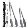 Hotec Stainless Steel Kitchen Silicone for Lockable Set of 2 23cm and Tongs, Tongs, BBQ/Grilling, Heat-Resistant, Antibacterial, Storage, (Gray)