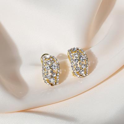 Fashion Trendy Girl Earrings Slightly Inlaid Zircon Hollow Niche Design Stud Earrings Women'S Jewelry Ear Buckles