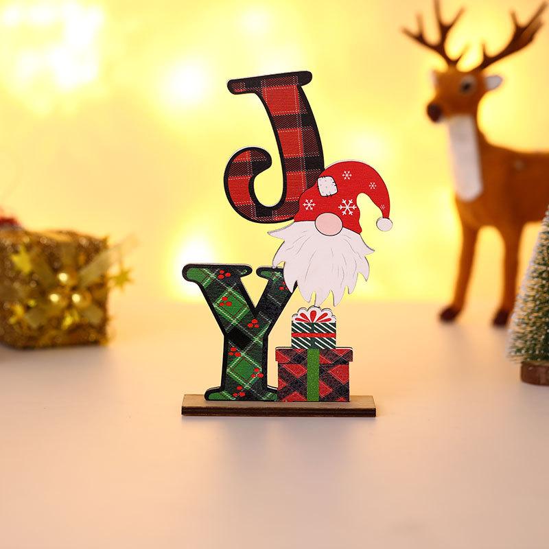Christmas Decorations Wooden Color Letter Assembly DIY Decoration Tabletop Faceless Old Man Table