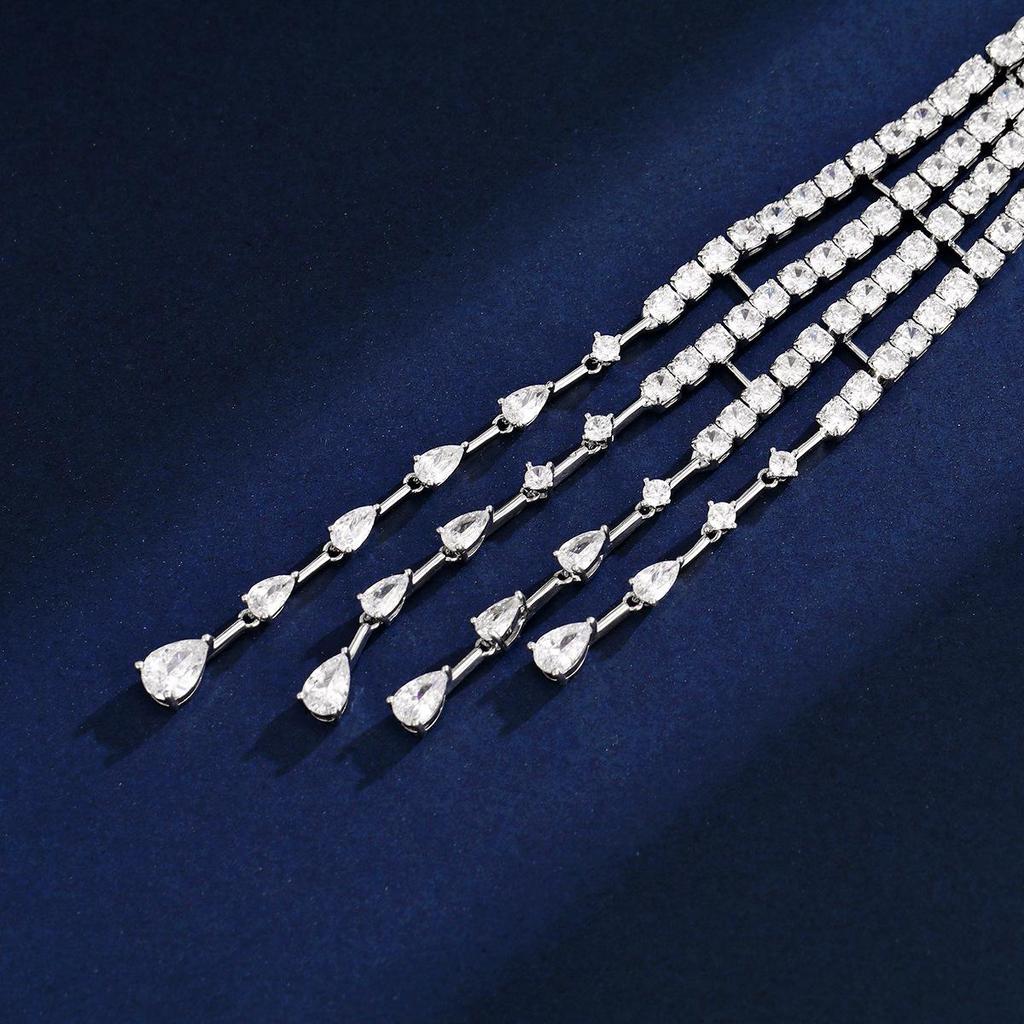 High-End Vintage Rhinestone Tassel Brooch – Elegant Shoulder Pin Coat Accessory