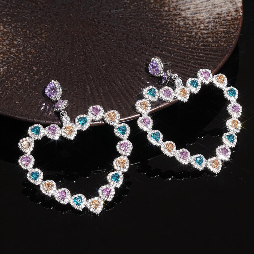 Exaggerated Hollow Heart Earrings - Dopamine Chic  Fresh  Unique  and High-end Earrings