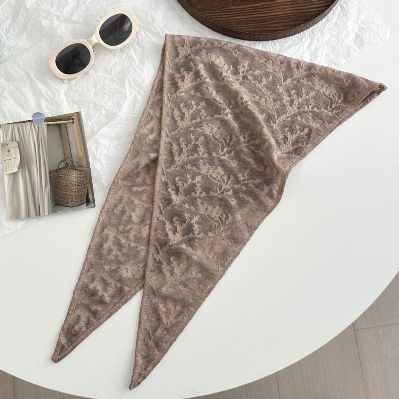 Silk scarf new double-sided pattern texture cotton and linen neck protection small scarf headband headband triangular scarf waist tie