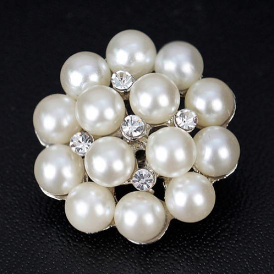 Flower Rhinestone Imitation Pearl Brooch Pin DIY Bridal Wedding Bouquet Decor ARI