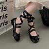 2024 New Fashion Round-toe Flat-soled Women's Shoes with Cross Straps and Shallow Bows for Spring and Autumn Women's Shoes