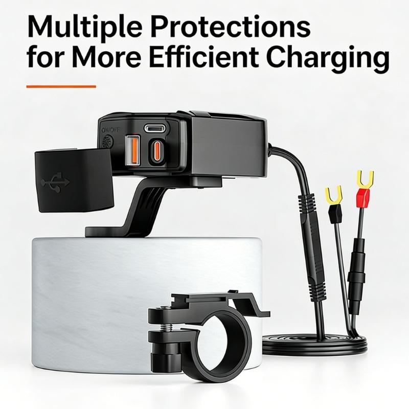 Waterproof Motorcycle USB Chargers With LED Voltage Display Fast Charge 30W Type C 18W USB A For Phones Tablet Camera